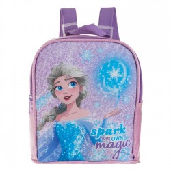 Rucsac Roz cu Glitter & Model Frozen pentru Copii 21x10x18cm