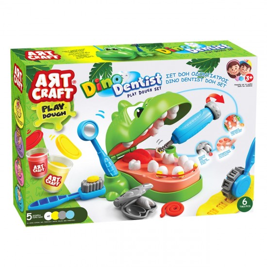 DOH Set Plastilina Stomatolog Dinozauri cu Dough & Accesorii - 6buc