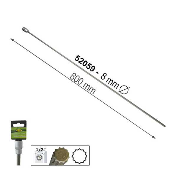 Bara De Forta T Cu Patrat Extralung 12 Fete - 800 Mm 1/2 8 Mm Jbm