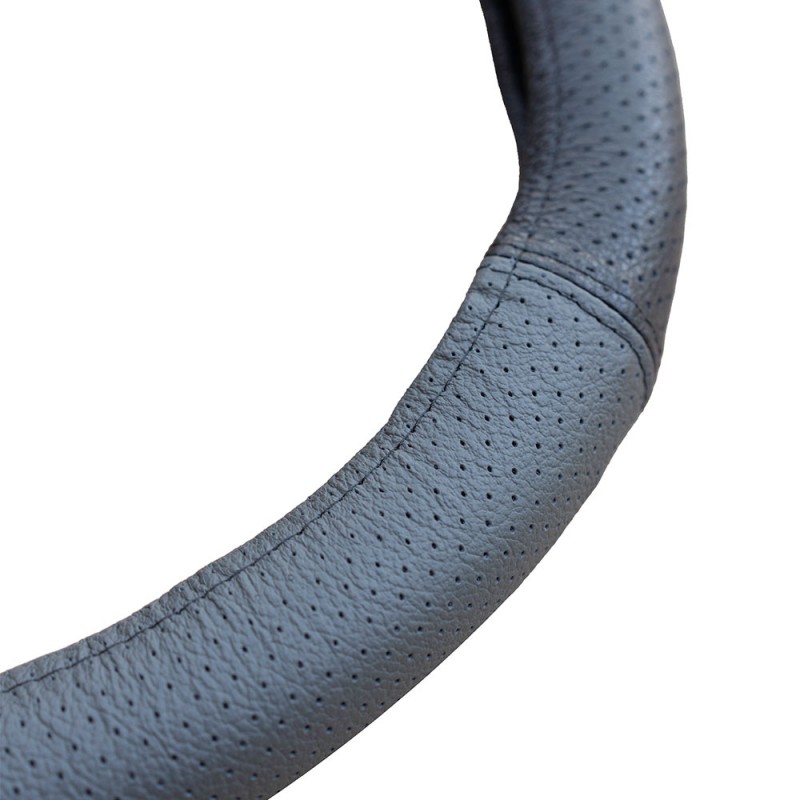 Husa Volan Piele Naturala Perforata Gri 37-39 Cm Mega Drive