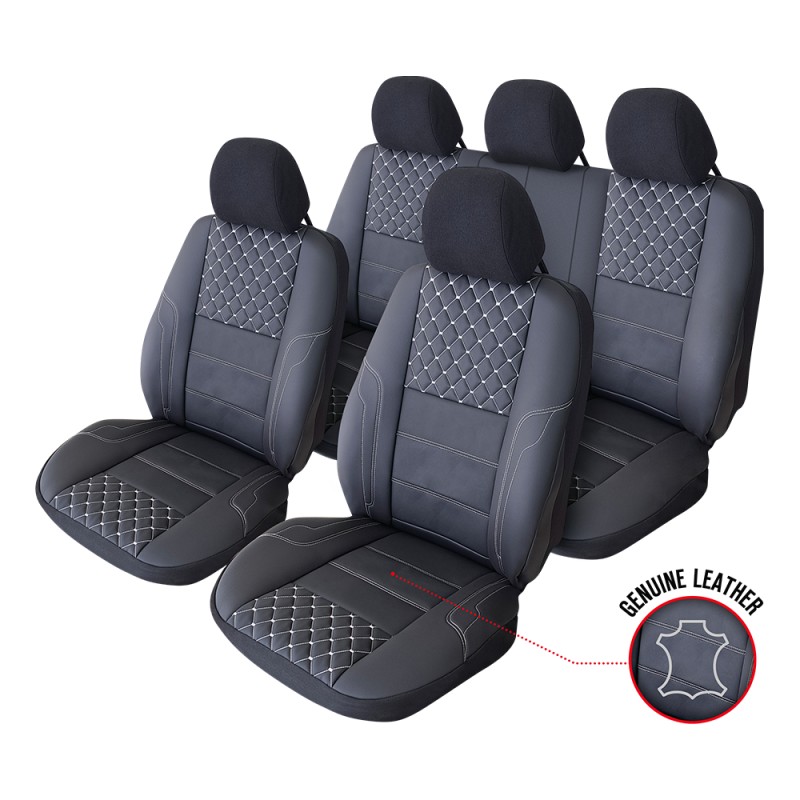 Set Huse Scaun Exclusive Leather Queen Negru Umb-W