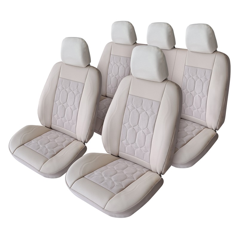 Set Huse Scaun Exclusive Leather Si Alcantara Bej