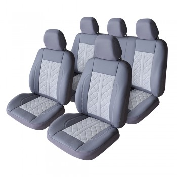 Set Huse Scaun Exclusive Leather Si Alcantara Gri