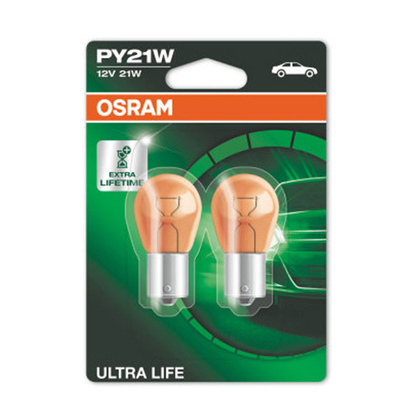 Set 2 Becuri 12V Py21W Ultra Life Blister Osram