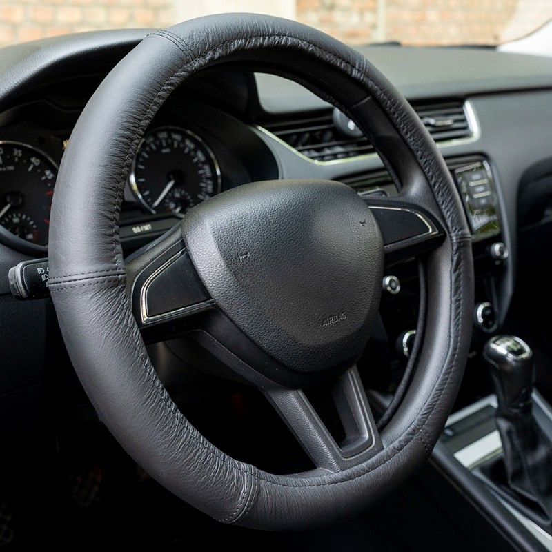 Husa Volan Piele Naturala Negru 39-41 Cm