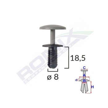 Clips Fixare Pentru Ford - 8X18.5Mm - Negru Set 10 Buc