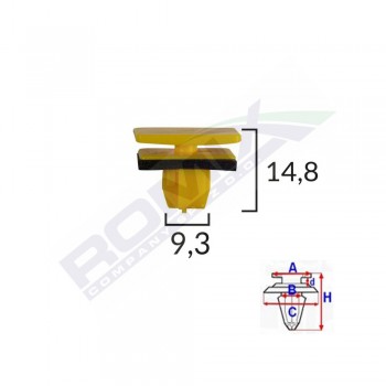 Clips Fixare Elemente Exterioare Pentru Hyundai 9.3X14.8Mm - Galben Set 10 Buc