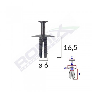 Clips Fixare Pentru Bmw/Mini/Opel 6X16.5Mm - Negru Set 10 Buc