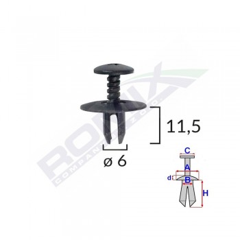 Clips Fixare Pentru Bmw Mini 6X11.5Mm - Negru Set 10 Buc