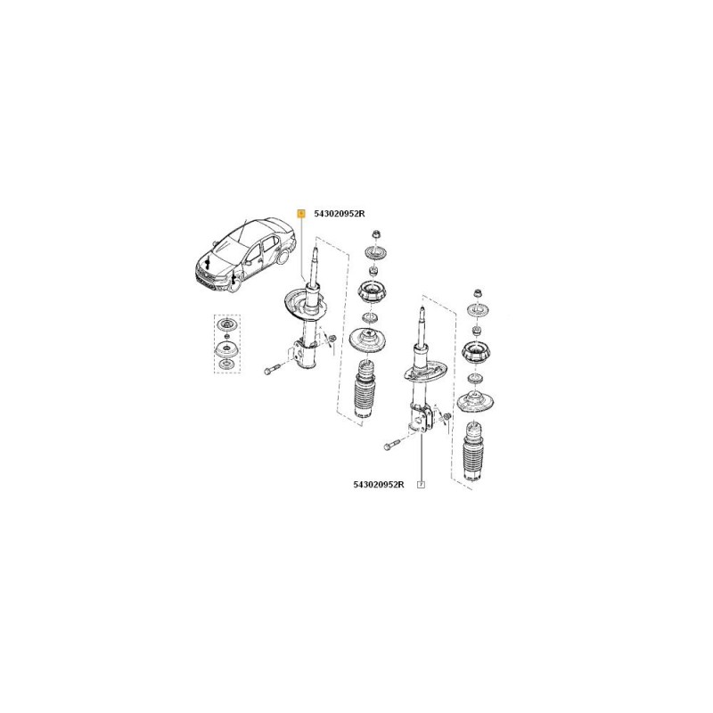 Amortizor Fata Gaz Stg./Dr. Marcaj Albastru(Vehicule Fara Garda Sol Marita) - Ps 543027096R