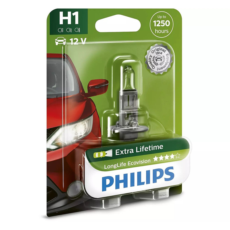 Bec Far H1 55W 12V Longer Life Ecovision Philips