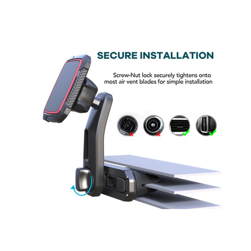 Suport Telefon Magnetic Auto Cu Fixare In Grila De Ventilatie Si Brat Reglabil