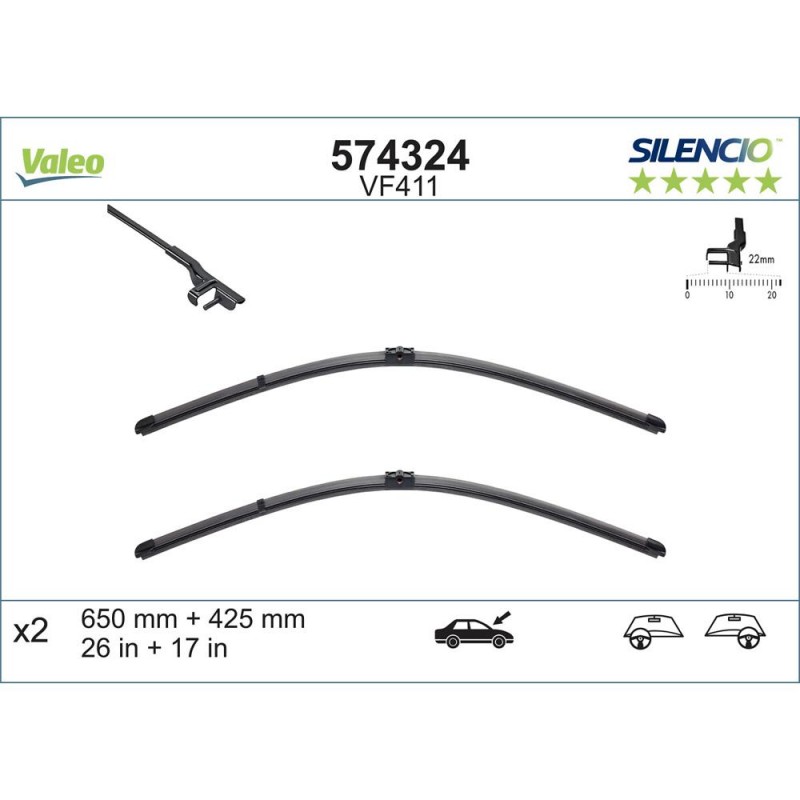 Set Stergatoare Valeo Silencio X.trm 650/425 Mm Vf411