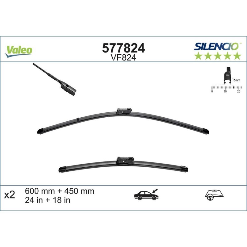 Set Stergatoare Valeo Silencio X.trm 600/450 Mm Vf824