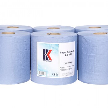 Rola Hartie Portionata Albastra 2 Straturi 24 X 20 Cm X 450 Foi (Set 6 Role)